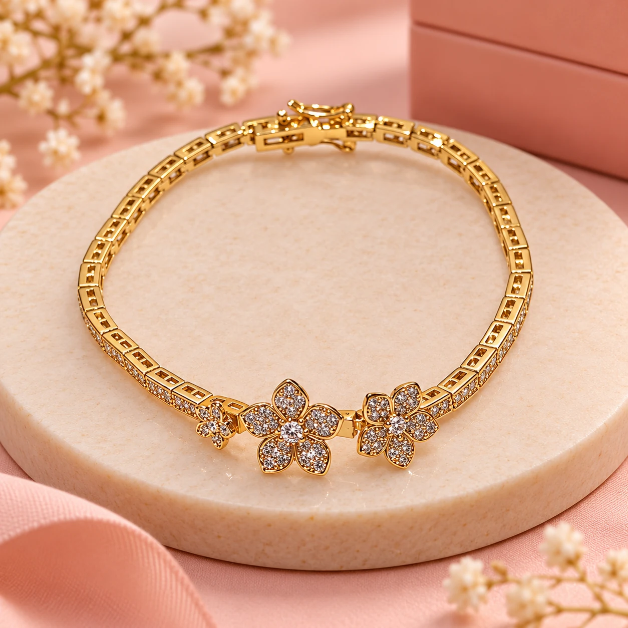 Pulseira Floral com Pedras – Lolita Joias