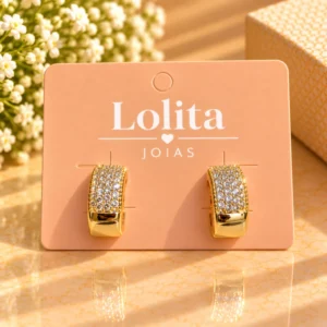 Brinco Argola Dourada Cravejada Lolita Joias