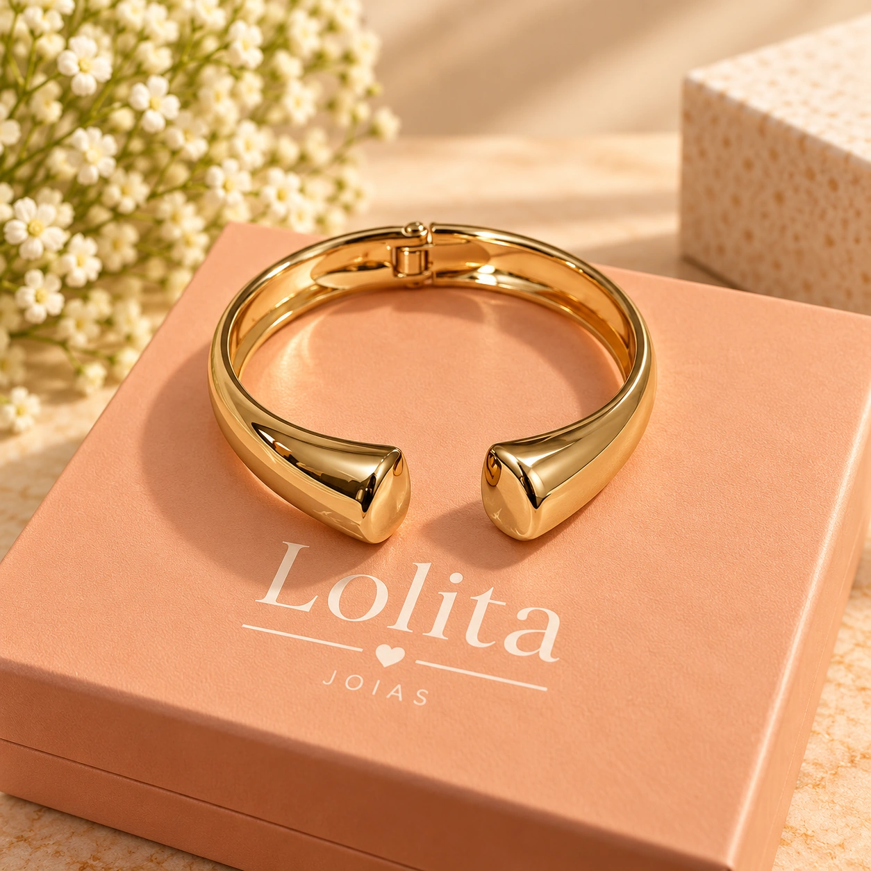 Bracelete Dourado Aberto Gotas Lolita